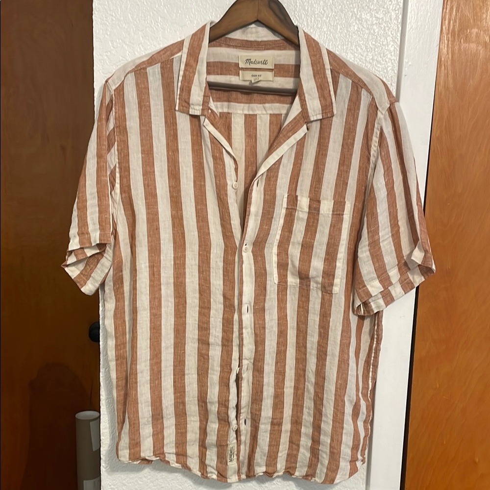 Madewell Easy Fit Brown Striped Shirt